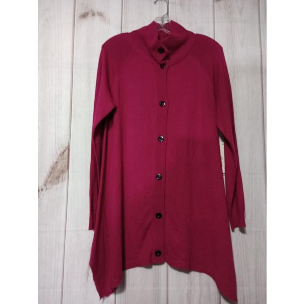 Kenneth Cole Ladies Large‎ Pink Long Sleeve Cardigan Sweater Wool Blend